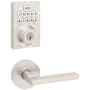 Kwikset Halifax Passage Lever Set and Electronic Keyless Entry Deadbolt Combo Pack with SmartKey from the Home Connect Collection Satin Nickel