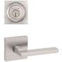 Kwikset Halifax Passage Lever Set and Single Cylinder Keyed Entry Deadbolt Combo with SmartKey from the Signature Series Satin Nickel