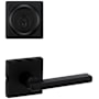 Kwikset Halifax Passage Lever Set and Single Cylinder Keyed Entry Deadbolt Combo with SmartKey from the Signature Series Matte Black