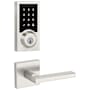 Kwikset Halifax Passage Lever and 918 Contemporary Touchscreen Deadbolt Combo Pack with SmartKey and Z-Wave Technology Satin Nickel