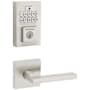 Kwikset Halifax Passage Lever Set and Electronic Keyless Entry Deadbolt Combo Pack with SmartKey from the SmartCode Deadbolts Touchpad Collection Satin Nickel