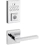 Kwikset Halifax Passage Lever Set and Electronic Keyless Entry Deadbolt Combo Pack with SmartKey from the SmartCode Deadbolts Touchpad Collection Polished Chrome