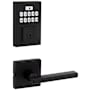 Kwikset Halifax Passage Lever Set and Electronic Keyless Entry Deadbolt Combo Pack with SmartKey from the SmartCode Deadbolts Touchpad Collection Matte Black