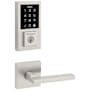 Kwikset Halifax Passage Lever Set and Electronic Keyless Entry Deadbolt Combo Pack with SmartKey from the SmartCode Deadbolts Touchscreen Collection Satin Nickel