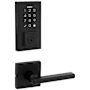 Kwikset Halifax Passage Lever Set and Electronic Keyless Entry Deadbolt Combo Pack with SmartKey from the SmartCode Deadbolts Touchscreen Collection Matte Black