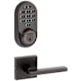 Kwikset Halifax Passage Lever Set and Electronic Keyless Entry Deadbolt Combo Pack with SmartKey from the Halo Collection Venetian Bronze