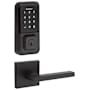 Kwikset Halifax Passage Lever and 939 Halo WiFi Enabled Deadbolt Combo Pack with SmartKey Matte Black