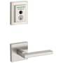 Kwikset Halifax Passage Lever and 959 Fingerprint Contemporary Halo WiFi Enabled Deadbolt Combo Pack with SmartKey Satin Nickel