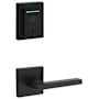 Kwikset Halifax Passage Lever and 959 Fingerprint Contemporary Halo WiFi Enabled Deadbolt Combo Pack with SmartKey Matte Black