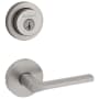 Kwikset Lisbon Passage Lever Set and Single Cylinder Keyed Entry Deadbolt Combo with SmartKey from the Milan Collection Satin Nickel