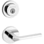 Kwikset Lisbon Passage Lever Set and Single Cylinder Keyed Entry Deadbolt Combo with SmartKey from the Milan Collection Polished Chrome