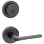 Kwikset Lisbon Passage Lever Set and Single Cylinder Keyed Entry Deadbolt Combo with SmartKey from the Milan Collection Matte Black