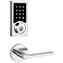 Kwikset Lisbon Passage Lever and 916 Contemporary Lisbon Touchscreen Deadbolt Combo Pack with SmartKey and Z-Wave Technology Polished Chrome