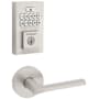 Kwikset Lisbon Passage Lever Set and Electronic Keyless Entry Deadbolt Combo Pack with SmartKey from the SmartCode Deadbolts Touchpad Collection Satin Nickel
