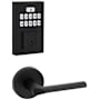Kwikset Lisbon Passage Lever Set and Electronic Keyless Entry Deadbolt Combo Pack with SmartKey from the SmartCode Deadbolts Touchpad Collection Matte Black