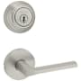 Kwikset Lisbon Passage Lever Set and Single Cylinder Keyed Entry Deadbolt Combo with SmartKey from the 980 Series Satin Nickel