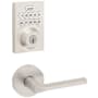 Kwikset Lisbon Passage Lever Set and Electronic Keyless Entry Deadbolt Combo Pack with SmartKey from the Home Connect Collection Satin Nickel