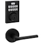 Kwikset Lisbon Passage Lever Set and Electronic Keyless Entry Deadbolt Combo Pack with SmartKey from the Home Connect Collection Matte Black