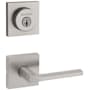 Kwikset Lisbon Passage Lever Set and Single Cylinder Keyed Entry Deadbolt Combo with SmartKey from the Halifax Collection Satin Nickel