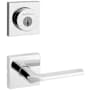 Kwikset Lisbon Passage Lever Set and Single Cylinder Keyed Entry Deadbolt Combo with SmartKey from the Halifax Collection Polished Chrome