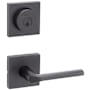 Kwikset Lisbon Passage Lever Set and Single Cylinder Keyed Entry Deadbolt Combo with SmartKey from the Halifax Collection Matte Black