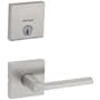 Kwikset Lisbon Passage Lever Set and Single Cylinder Keyed Entry Deadbolt Combo with SmartKey from the Downtown Collection Satin Nickel