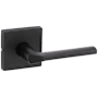 Kwikset Lisbon Passage Door Lever Set with Square Rose Matte Black