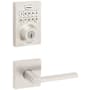 Kwikset Lisbon Passage Lever Set and Electronic Keyless Entry Deadbolt Combo Pack with SmartKey from the Home Connect Collection Satin Nickel