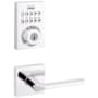 Kwikset Lisbon Passage Lever Set and Electronic Keyless Entry Deadbolt Combo Pack with SmartKey from the Home Connect Collection Polished Chrome