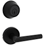 Kwikset Milan Passage Lever Set and Single Cylinder Keyed Entry Deadbolt Combo with SmartKey from the 660 Series Matte Black