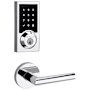 Kwikset Milan Passage Lever and 916 Contemporary Touchscreen Deadbolt Combo Pack with SmartKey and Z-Wave Technology Polished Chrome
