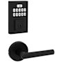 Kwikset Milan Passage Lever Set and Electronic Keyless Entry Deadbolt Combo Pack with SmartKey from the SmartCode Deadbolts Touchpad Collection Matte Black