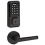 Kwikset Milan Passage Lever and 939 Halo WiFi Enabled Deadbolt Combo Pack with SmartKey Matte Black