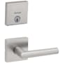 Kwikset Milan Passage Lever Set and Single Cylinder Keyed Entry Deadbolt Combo with SmartKey from the Downtown Collection Satin Nickel