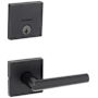 Kwikset Milan Passage Lever Set and Single Cylinder Keyed Entry Deadbolt Combo with SmartKey from the Downtown Collection Matte Black