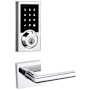 Kwikset Milan Passage Lever and 916 Contemporary Touchscreen Deadbolt Combo Pack with SmartKey and Z-Wave Technology Polished Chrome