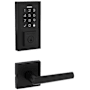 Kwikset Milan Passage Lever Set and Electronic Keyless Entry Deadbolt Combo Pack with SmartKey from the SmartCode Deadbolts Touchscreen Collection Matte Black