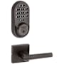 Kwikset Milan Passage Lever Set and Electronic Keyless Entry Deadbolt Combo Pack with SmartKey from the Halo Collection Venetian Bronze