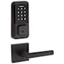 Kwikset Milan Passage Lever and 939 Halo WiFi Enabled Deadbolt Combo Pack with SmartKey Matte Black