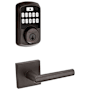 Kwikset Milan Passage Lever and 942 Aura Keypad Deadbolt Combo Pack with SmartKey and Bluetooth Technology Venetian Bronze