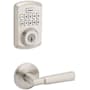 Kwikset Perth Passage Lever Set and Powerbolt Electronic Keypad Deadbolt Combo Pack with SmartKey Satin Nickel