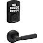 Kwikset Perth Passage Lever Set and Powerbolt Electronic Keypad Deadbolt Combo Pack with SmartKey Matte Black