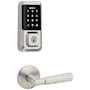 Kwikset Perth Passage Lever Set and Halo Electronic Touchscreen Deadbolt Combo Pack with SmartKey Satin Nickel