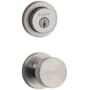 Kwikset Pismo Passage Knob Set and Single Cylinder Keyed Entry Deadbolt Combo with SmartKey from the Milan Collection Satin Nickel