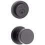 Kwikset Pismo Passage Knob Set and Single Cylinder Keyed Entry Deadbolt Combo with SmartKey from the Milan Collection Matte Black