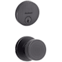 Kwikset Pismo Passage Knob Set and Single Cylinder Keyed Entry Deadbolt Combo with SmartKey from the Uptown Collection Venetian Bronze