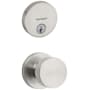 Kwikset Pismo Passage Knob Set and Single Cylinder Keyed Entry Deadbolt Combo with SmartKey from the Uptown Collection Satin Nickel