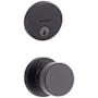 Kwikset Pismo Passage Knob Set and Single Cylinder Keyed Entry Deadbolt Combo with SmartKey from the Uptown Collection Matte Black