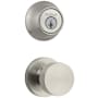 Kwikset Pismo Passage Knob Set and Single Cylinder Keyed Entry Deadbolt Combo with SmartKey from the 660 Series Satin Nickel