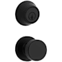 Kwikset Pismo Passage Knob Set and Single Cylinder Keyed Entry Deadbolt Combo with SmartKey from the 660 Series Matte Black